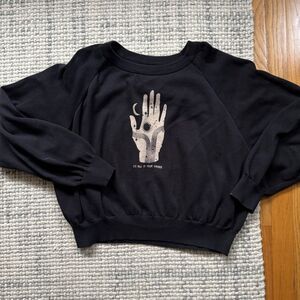 Christy Dawn The Sonny x Real Fun Wow Sweater Black Cotton Print Sweater Medium